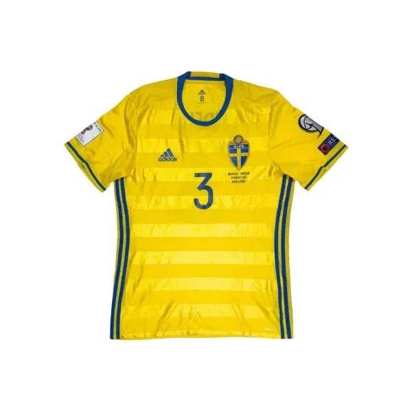 2016 MATCH-WORN Sweden Home Kit (L) Victor Nilsson Lindelof